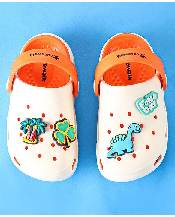 Cute Walk by Babyhug Clogs with Back Strap & Dinosaur Applique -  Pink