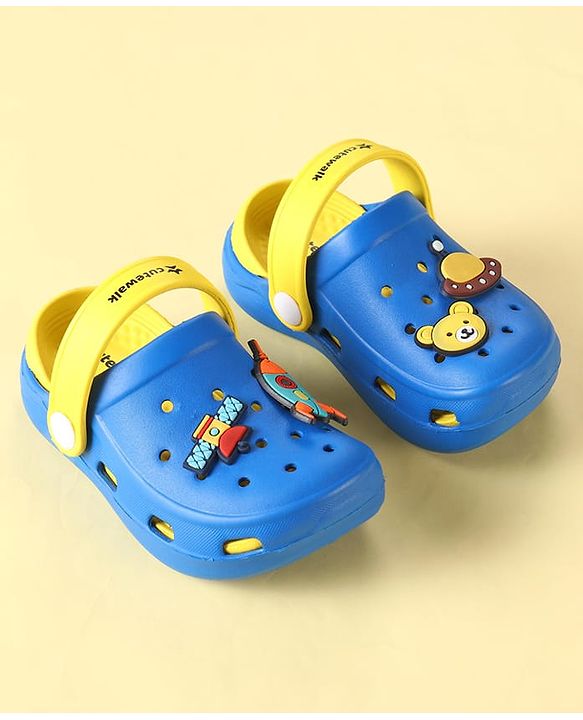 Cute Walk by Babyhug Clogs with Backstrap & Space Theme Applique - Blue