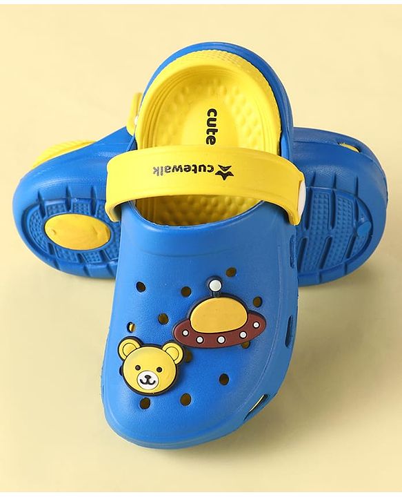 Cute Walk by Babyhug Clogs with Backstrap & Space Theme Applique - Blue