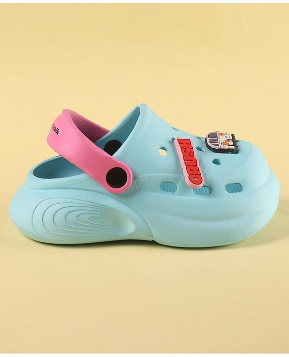 Cute Walk by Babyhug Clogs with Back Strap Closure & Vehicle Applique - Light Blue