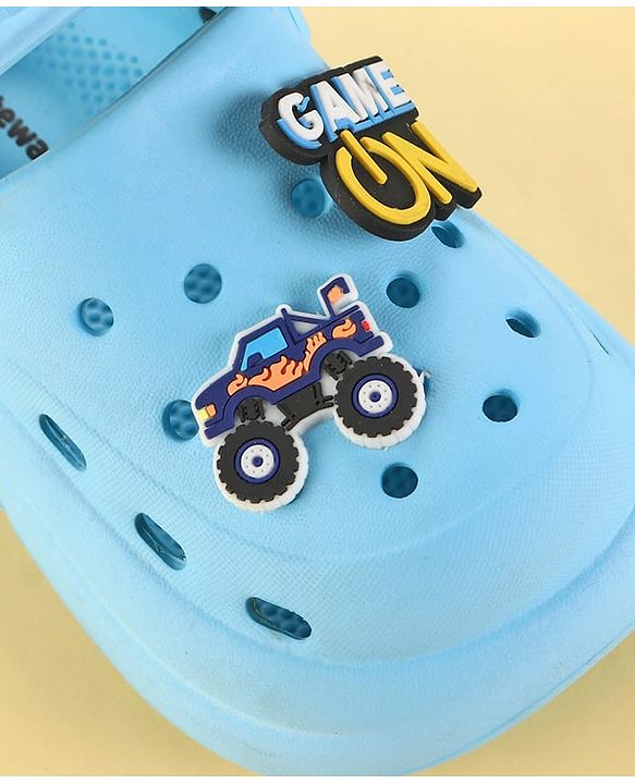 Cute Walk by Babyhug Clogs with Back Strap & Game On Applique - Light Blue