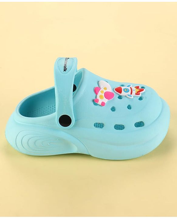 Cute Walk by Babyhug Clogs with Back Strap & Space Theme Applique - Light Blue