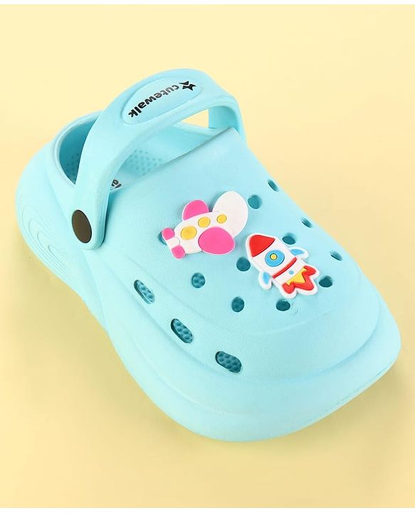 Cute Walk by Babyhug Clogs with Back Strap & Space Theme Applique - Light Blue