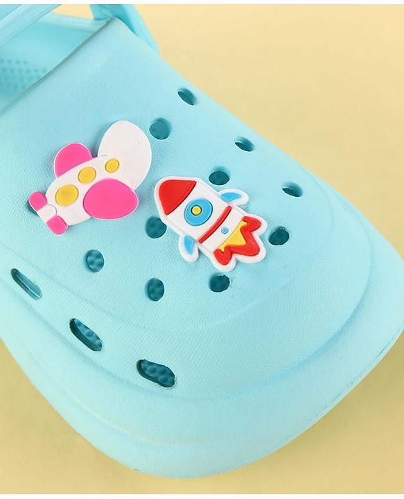 Cute Walk by Babyhug Clogs with Back Strap & Space Theme Applique - Light Blue