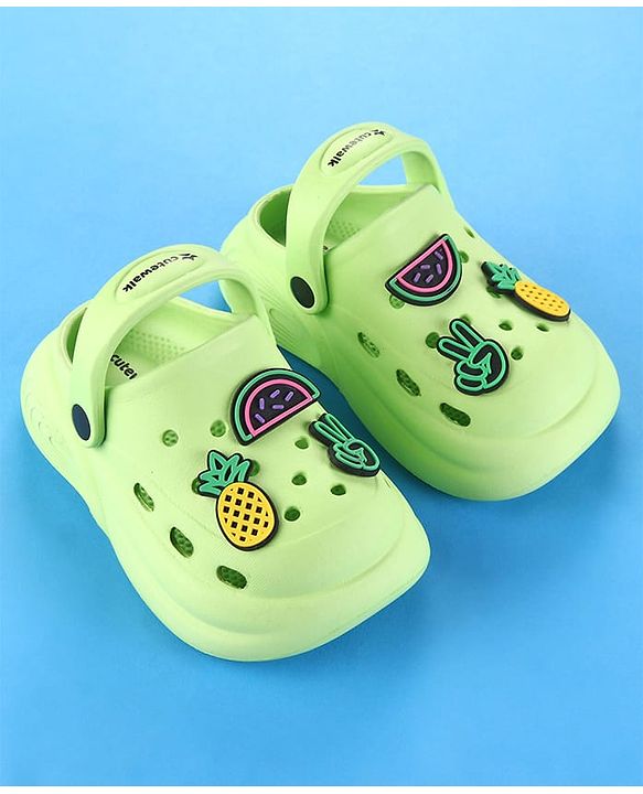 Cute Walk by Babyhug Clogs with Back Strap Closure & Fruits Applique - Green
