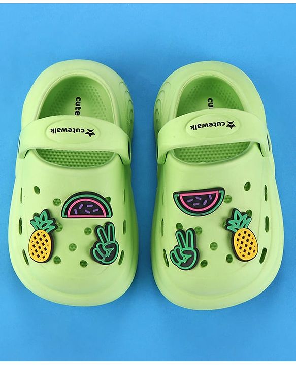 Cute Walk by Babyhug Clogs with Back Strap Closure & Fruits Applique - Green