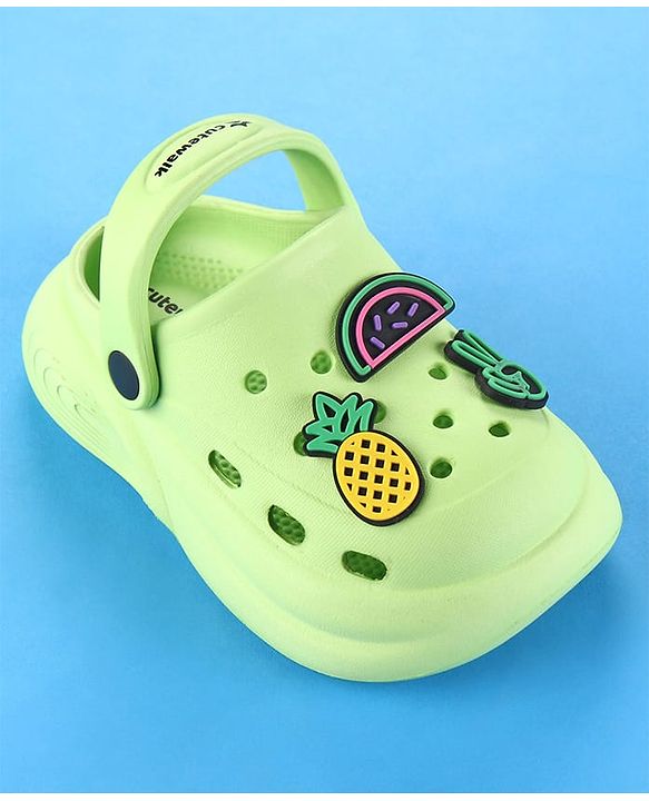 Cute Walk by Babyhug Clogs with Back Strap Closure & Fruits Applique - Green