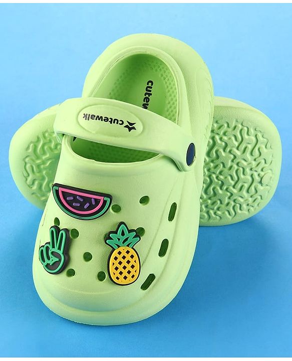 Cute Walk by Babyhug Clogs with Back Strap Closure & Fruits Applique - Green