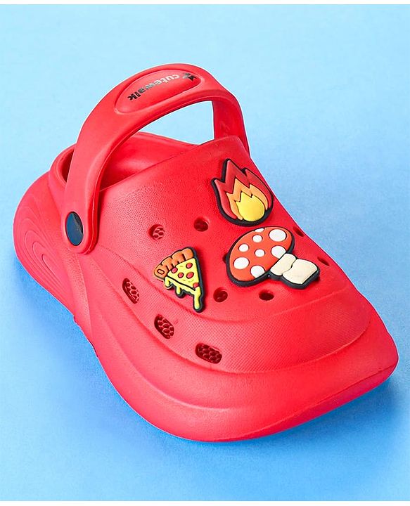 Cute Walk by Babyhug Clogs with Back Strap & Mushroom Applique -  Red