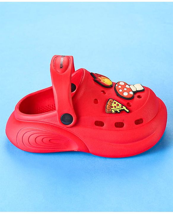 Cute Walk by Babyhug Clogs with Back Strap & Mushroom Applique -  Red
