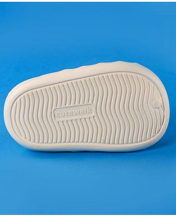 Cute Walk by Babyhug Clogs With Backstrap Closure Dino & Clover Appliques - White