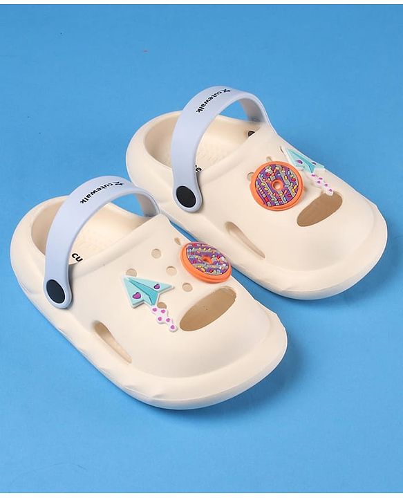 Cute Walk by Babyhug Clogs with Back Strap Closure & Paper Plane Applique - Cream