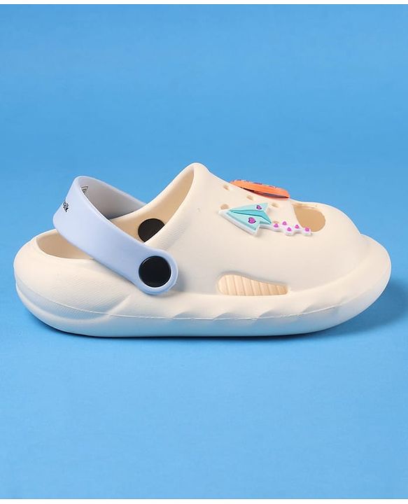 Cute Walk by Babyhug Clogs with Back Strap Closure & Paper Plane Applique - Cream