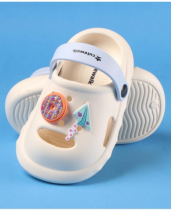 Cute Walk by Babyhug Clogs with Back Strap Closure & Paper Plane Applique - Cream