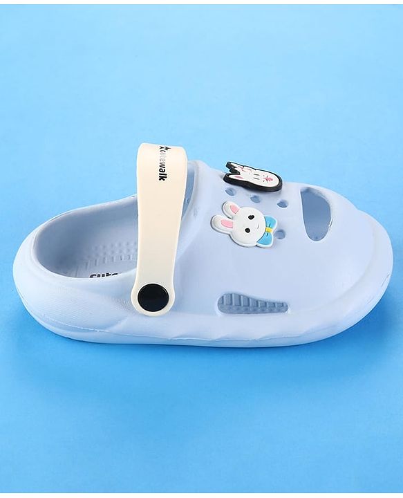 Cute Walk by Babyhug Clogs With Back Strap Kitty & Bunny Appliqulue - Light Blue