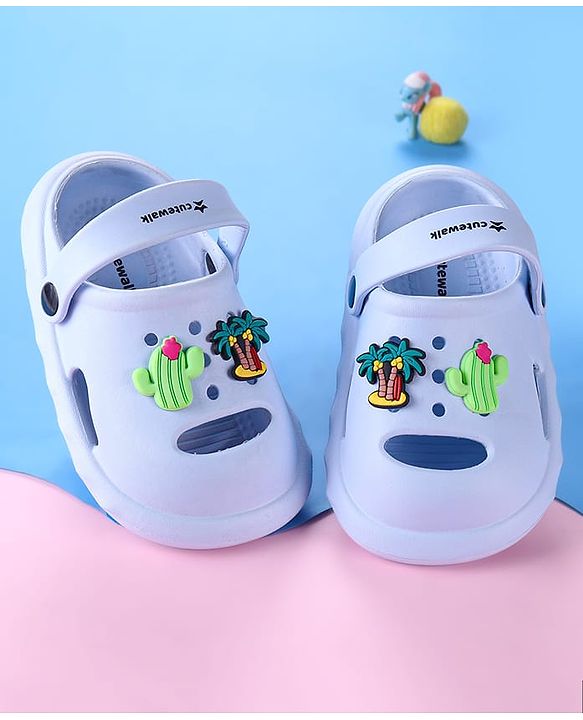 Cute Walk by Babyhug Clogs with Cactus Applique - Light Blue