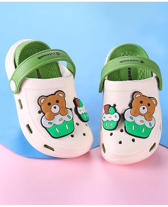 Cute Walk by Babyhug Clogs with Bear Applique - Green