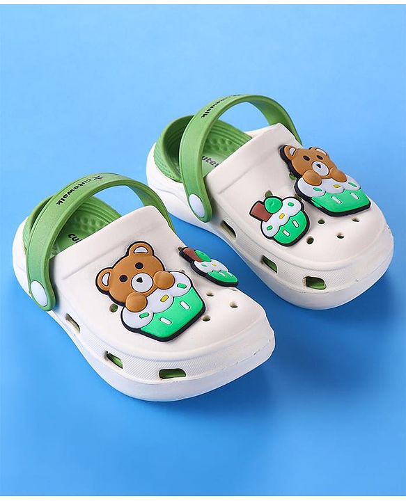 Cute Walk by Babyhug Clogs with Bear Applique - Green