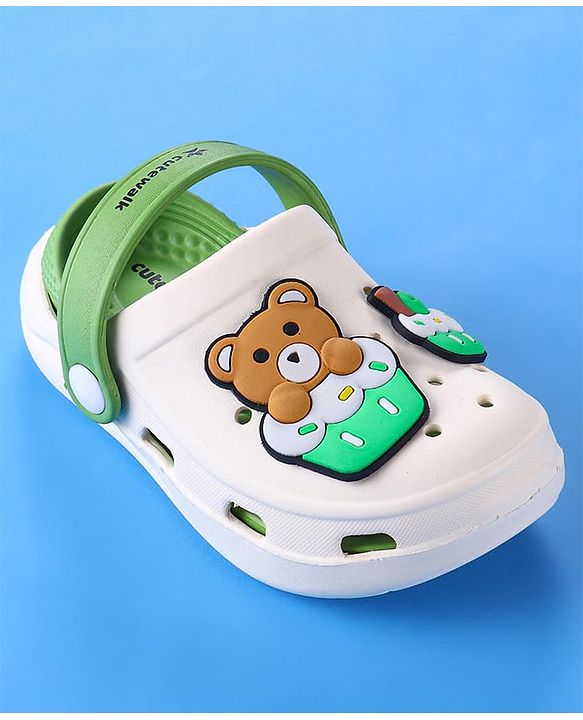 Cute Walk by Babyhug Clogs with Bear Applique - Green