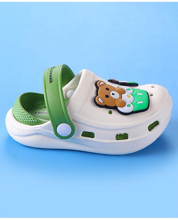 Cute Walk by Babyhug Clogs with Bear Applique - Green