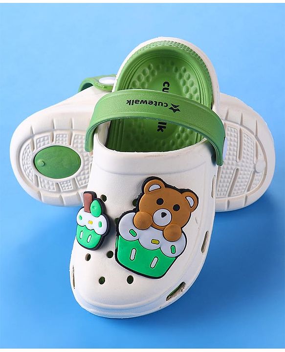 Cute Walk by Babyhug Clogs with Bear Applique - Green