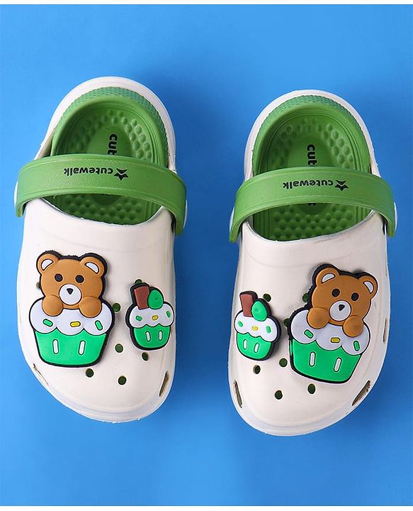 Cute Walk by Babyhug Clogs with Bear Applique - Green