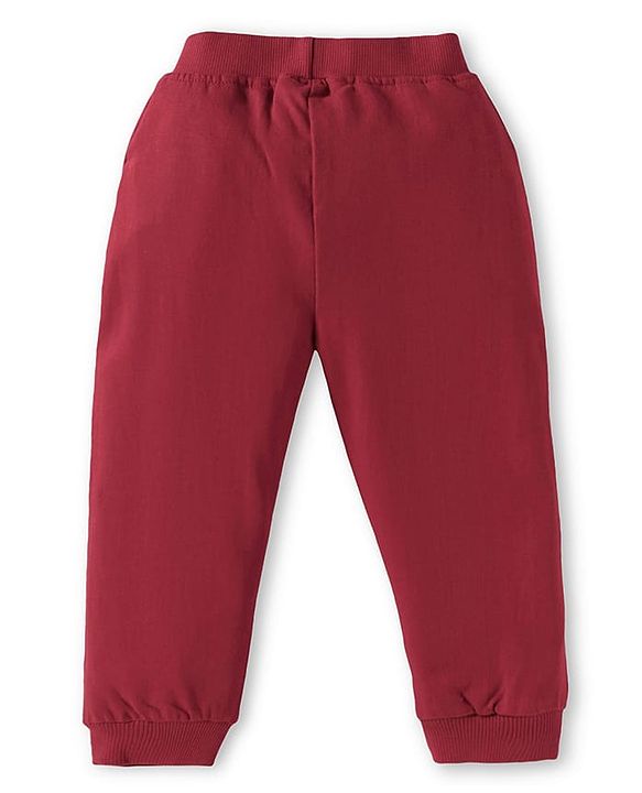 Babyhug Disney Single Jersey Knit Full Raglan Sleeves T-Shirt & Joggers Set With Simba & Friends Graphics - Dark Red & White