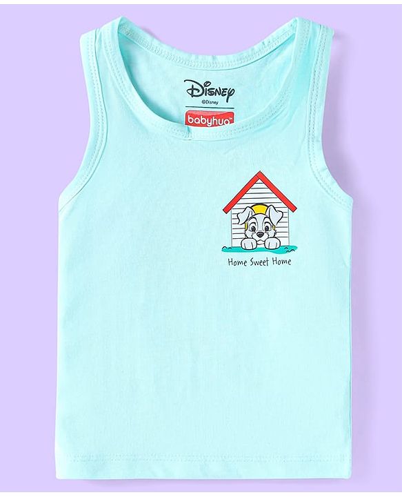Babyhug Disney Cotton Knit Sleeveless Vests With Lady And The Tramp Graphics Pack of 3 - White Light Blue & Light Green