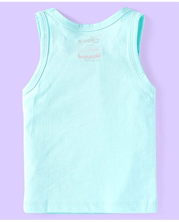 Babyhug Disney Cotton Knit Sleeveless Vests With Lady And The Tramp Graphics Pack of 3 - White Light Blue & Light Green