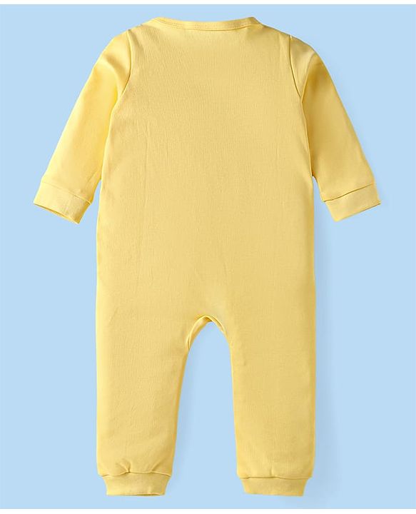 Babyhug Disney Interlock Knit Full Sleeves Rompers With Winnie The Pooh Graphics Pack of 3 - Yellow White & Blue