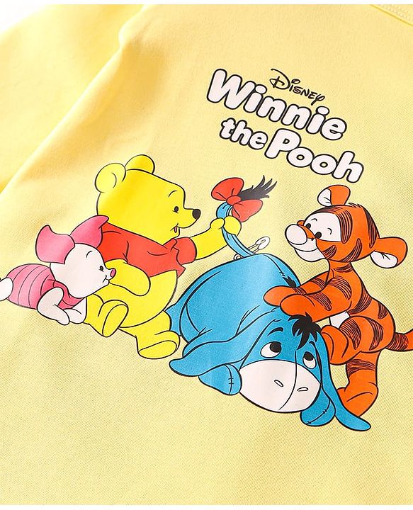 Babyhug Disney Interlock Knit Full Sleeves Rompers With Winnie The Pooh Graphics Pack of 3 - Yellow White & Blue