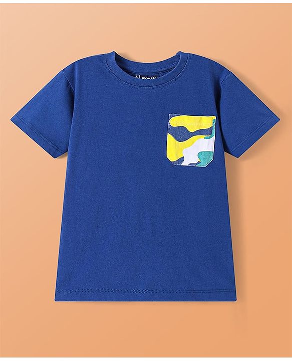 Pine Kids Single Jersey Knit Half Sleeves T-Shirt & Short Night Suit  with Abstract Print - Navy Blue