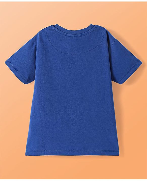 Pine Kids Single Jersey Knit Half Sleeves T-Shirt & Short Night Suit  with Abstract Print - Navy Blue