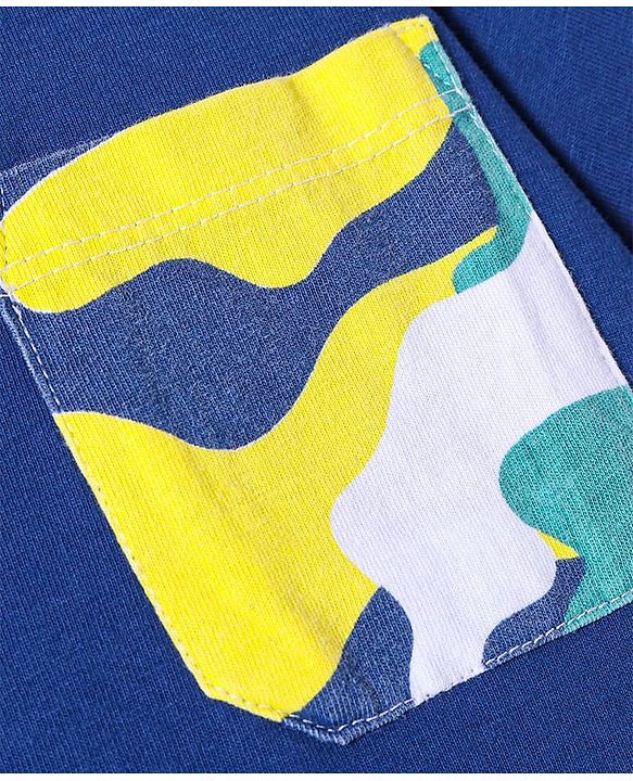 Pine Kids Single Jersey Knit Half Sleeves T-Shirt & Short Night Suit  with Abstract Print - Navy Blue