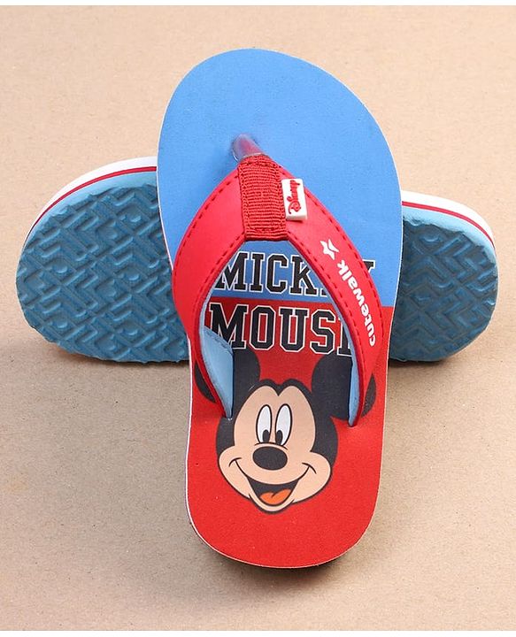 Cute Walk by Babyhug Disney Mickey Mouse Printed Slip On Flip Flops - Blue