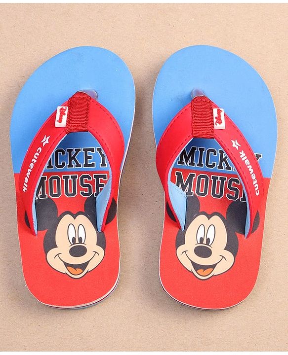 Cute Walk by Babyhug Disney Mickey Mouse Printed Slip On Flip Flops - Blue