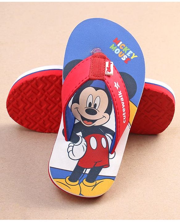 Cute Walk by Babyhug Disney Mickey Mouse Printed Slip On Flip Flops - Blue