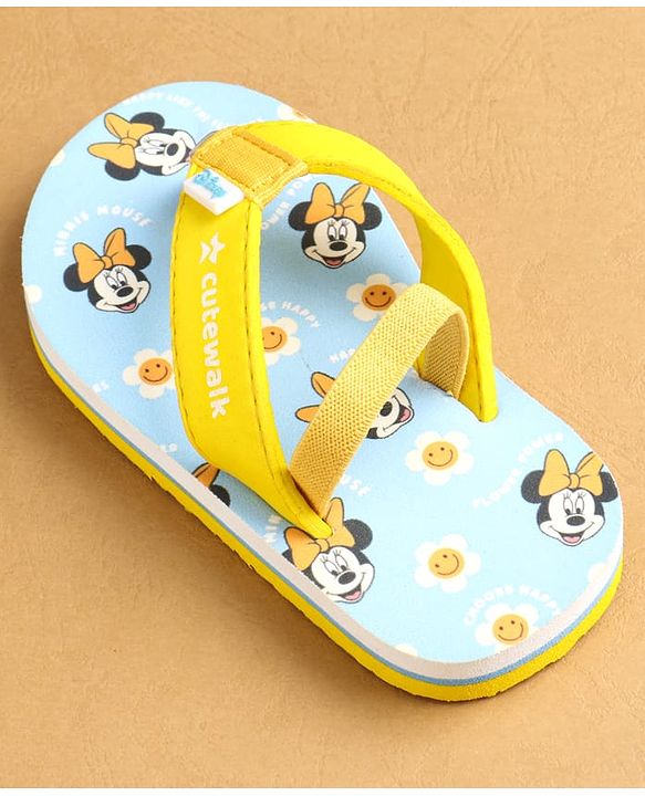 Cute Walk by Babyhug Flip Flops with Back Strap Closure Minnie Mouse Print - Yellow