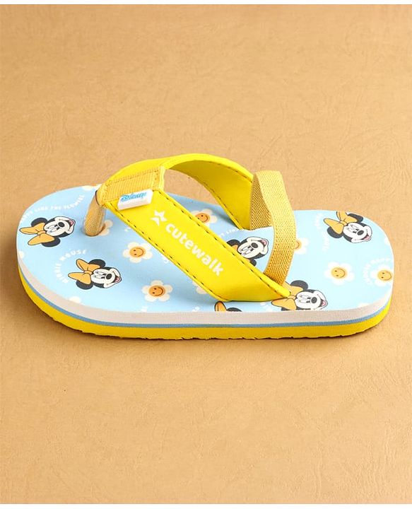 Cute Walk by Babyhug Flip Flops with Back Strap Closure Minnie Mouse Print - Yellow