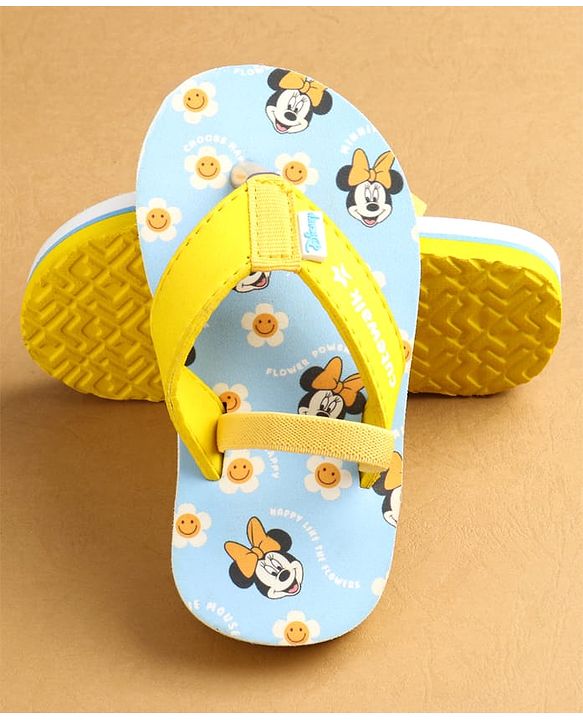Cute Walk by Babyhug Flip Flops with Back Strap Closure Minnie Mouse Print - Yellow