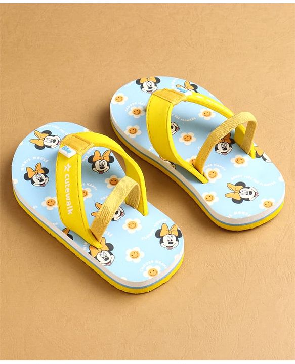 Cute Walk by Babyhug Flip Flops with Back Strap Closure Minnie Mouse Print - Yellow