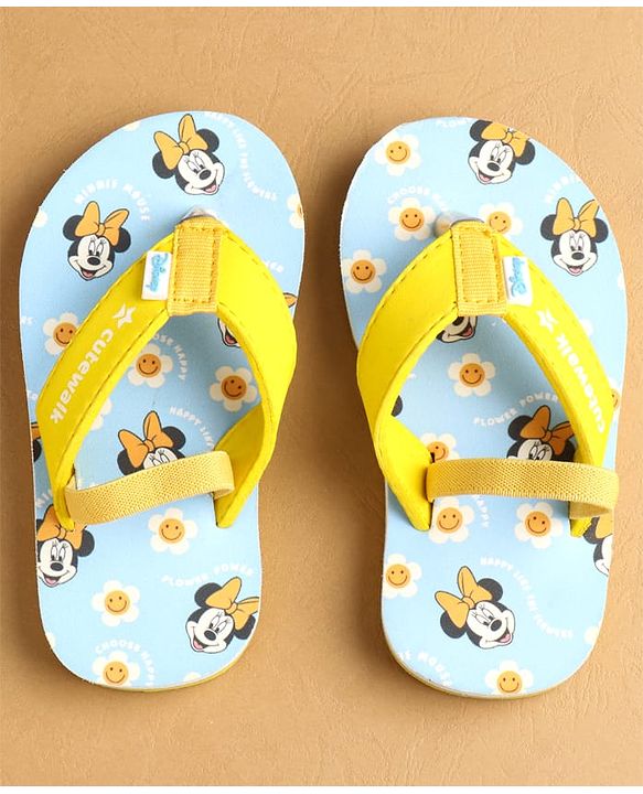 Cute Walk by Babyhug Flip Flops with Back Strap Closure Minnie Mouse Print - Yellow