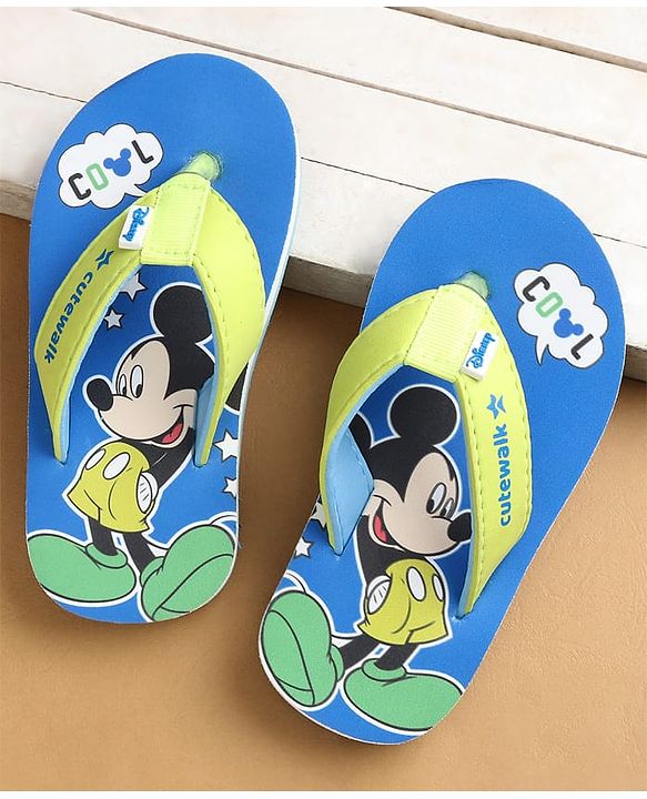 Cute Walk by Babyhug Flip Flops with Mickey Mouse Print - Blue
