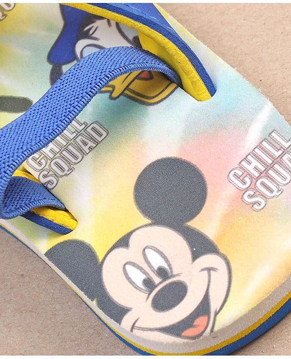 Cute Walk by Babyhug Disney Mickey Mouse Printed Flip Flops with Back Strap - Yellow