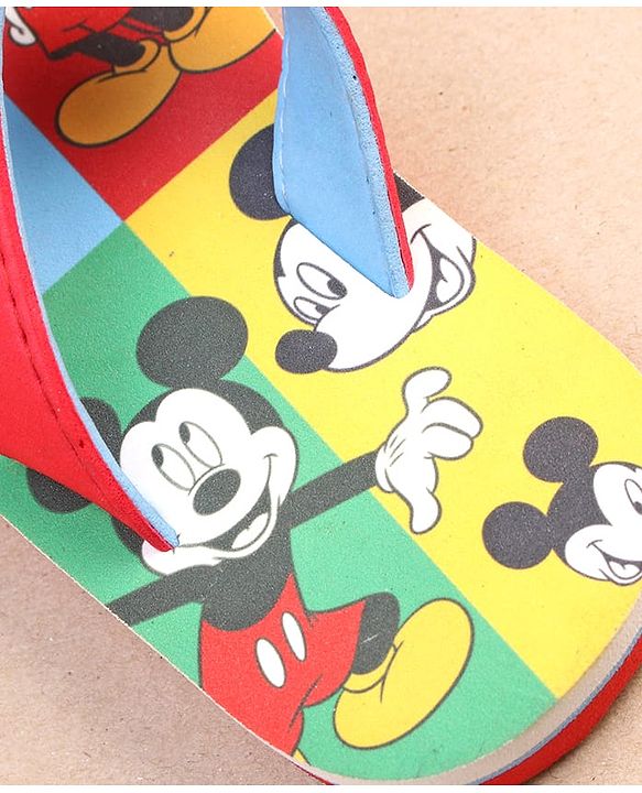 Cute Walk by Babyhug Disney Mickey Mouse Printed Slip On Flip Flops - Red