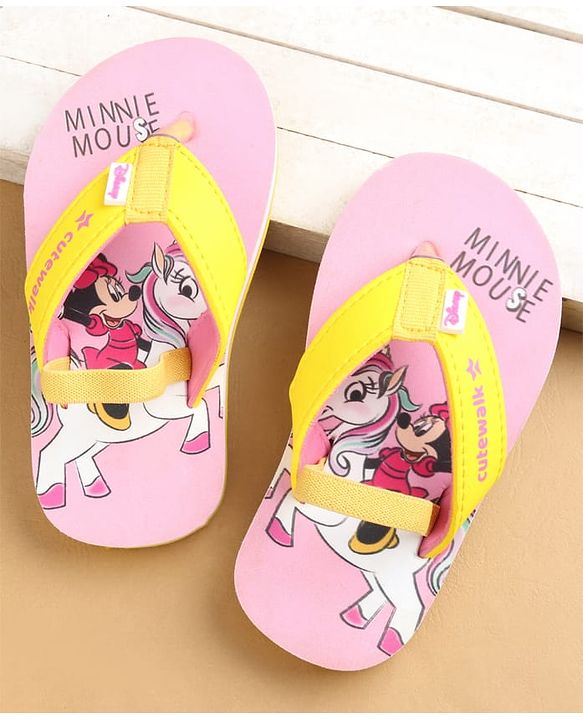 Cute Walk by Babyhug Flip Flops with Animal Print & Velcro Closure - Light Blue