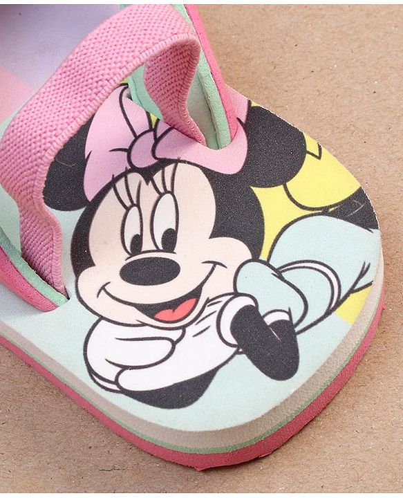 Cute Walk by Babyhug Disney Minnie Mouse Printed Flip Flops with Back Strap - Pink