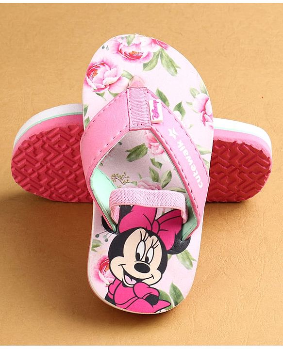 Cute Walk by Babyhug Flip Flops with Back strap Closure Minnie Mouse  Print - Pink
