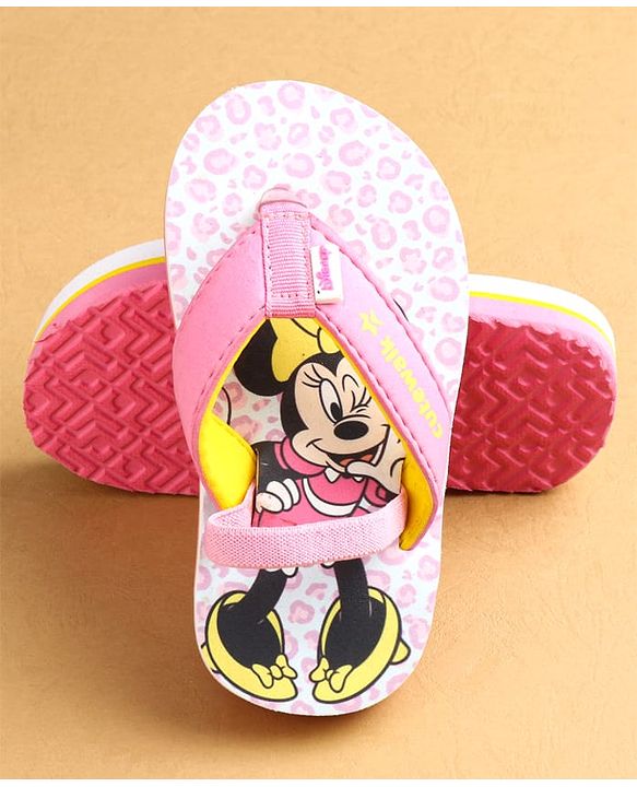 Cute Walk by Babyhug Flip Flops with Back strap Closure Minnie Mouse Print - Pink