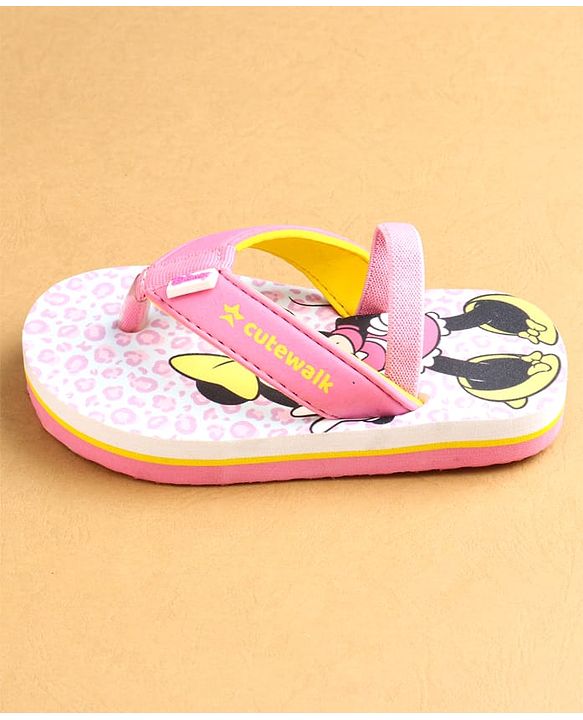 Cute Walk by Babyhug Flip Flops with Back strap Closure Minnie Mouse Print - Pink